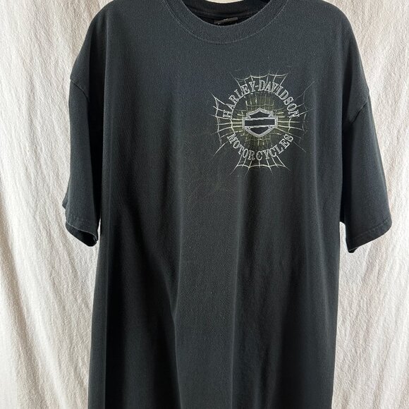 Y2K Harley-Davidson Great Falls Montana Spider Web T-Shirt Adult XXL 2XL Biker - Picture 1 of 6